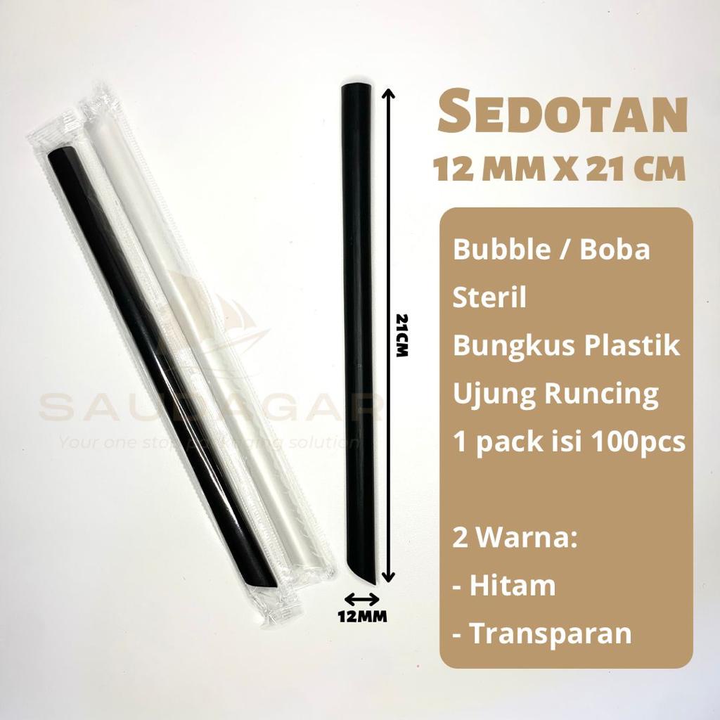 Sedotan Bubble lancip / boba Straw bungkus plastik higienis