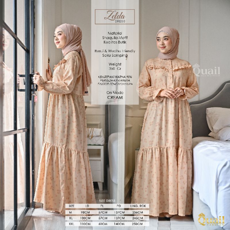 Dress Gamis Wanita Muslim Busui Original Quail Hijab ZELDA