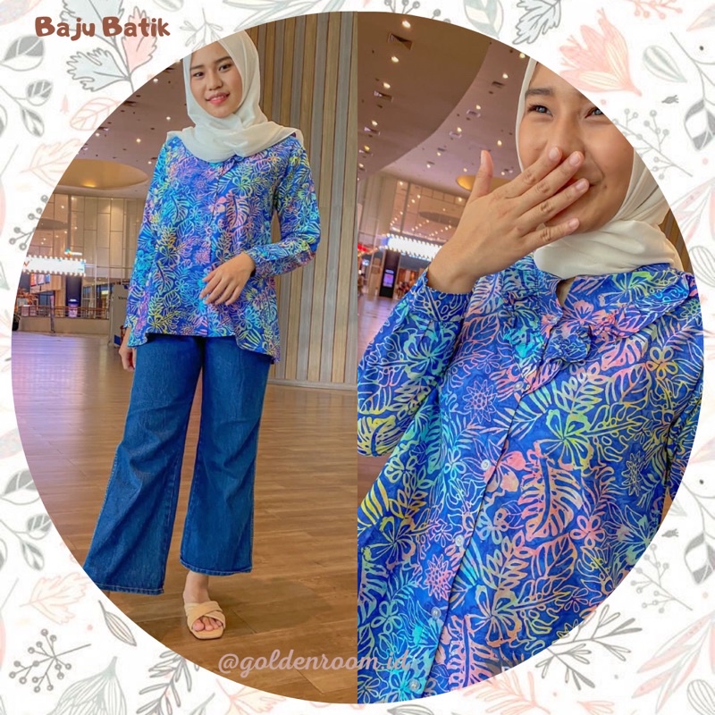 BLOUSE ATASAN BATIK KANTOR KERJA BAJU WANITA MODIS KEKINIAN