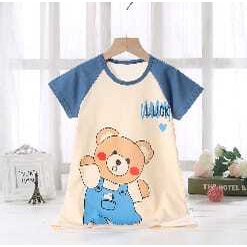 ( zwq ) DA001-005 Dress Anak 2-11 Tahun Piama Anak Perempuan, Dress Piyama, Dress Piama, Dress Baju Tidur Motif Karakter Lucu