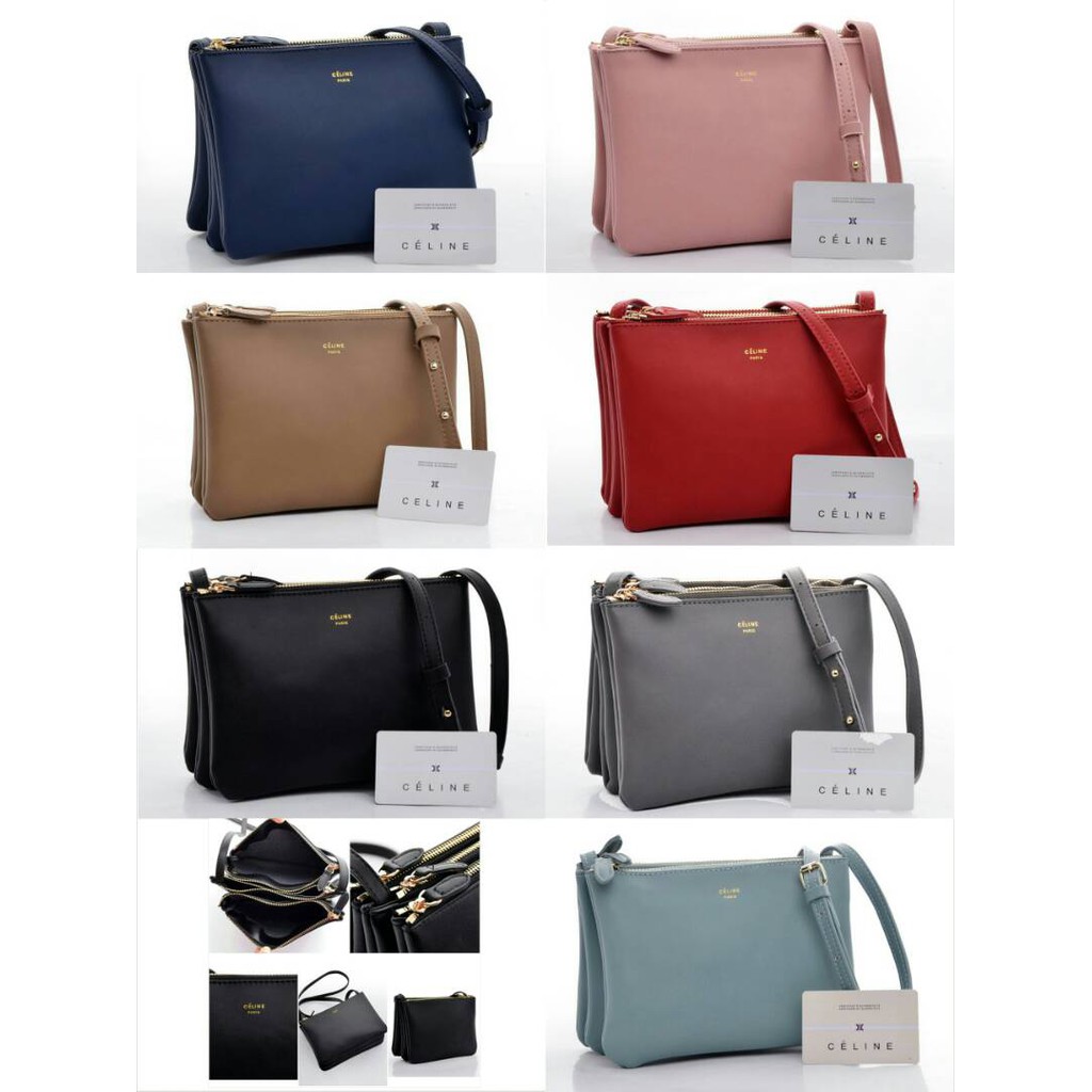 Tas Celine Trio Bag Leather Semi Premium 8865