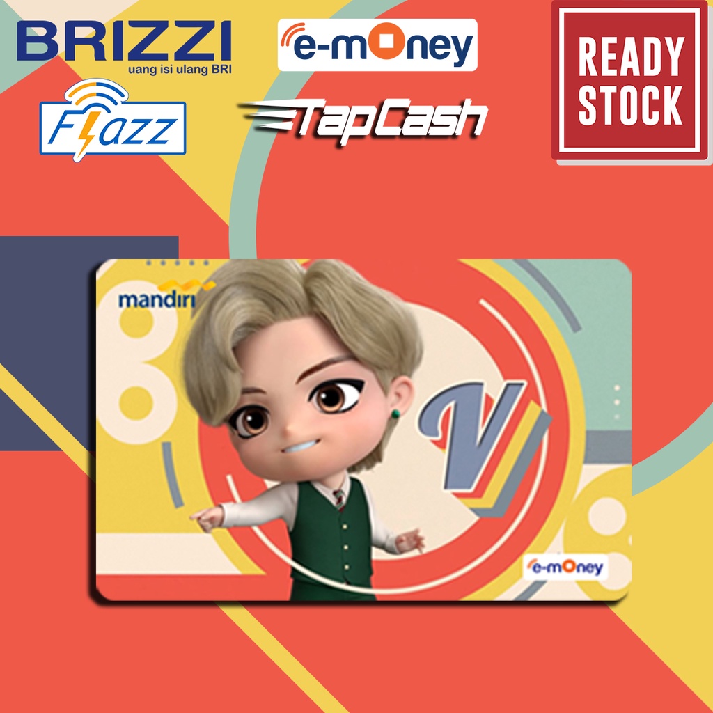 Emoney mandiri flazz bca gen 2 brizzi tap cash custom BTS TINY TAN ARMY jimin, jungkook, v, rm, j-hope, jin, suga kartu e toll free edit 1 sisi atau 2 sisi cocok untuk komunitas dan souvenir