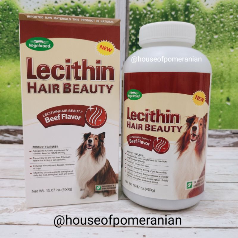 LECITHIN HAIR BEAUTY 450gr vitamin bulu anjing kilau tidak rontok vegebrand