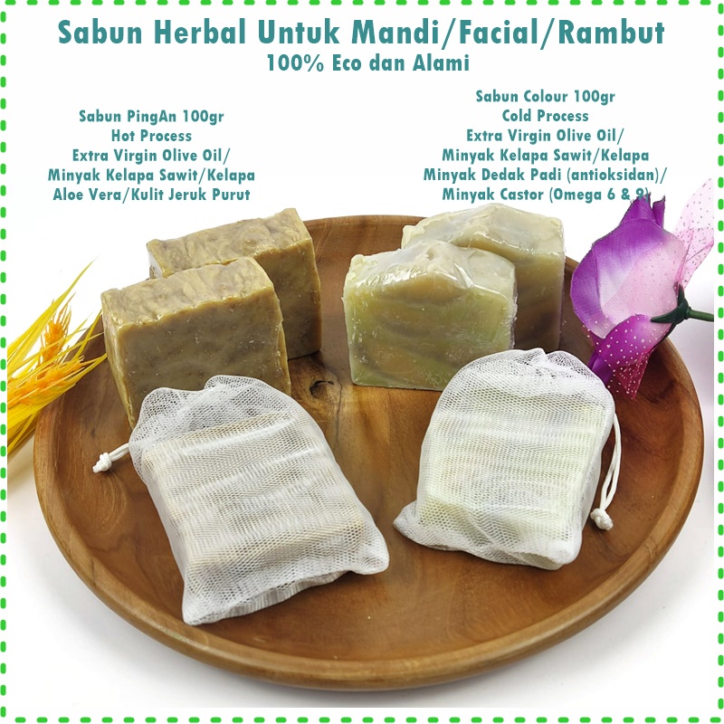 Sabun Handmade Herbal Untuk Mandi/Facial/Rambut 100% Nature Free Jaring Sabun