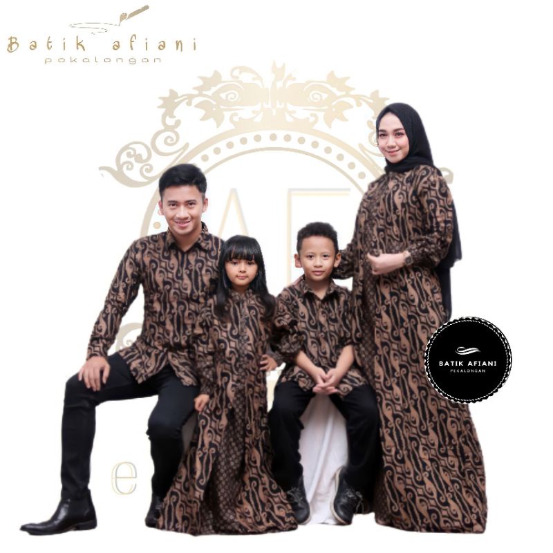 Batik Couple Keluarga Gamis Busui Motif Prasasti Batik Keluarga Seragam