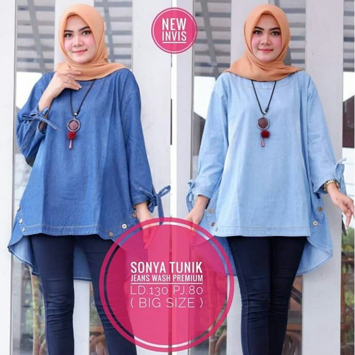 LD BESAR SONYA TUNIK MATT JEANS WASH