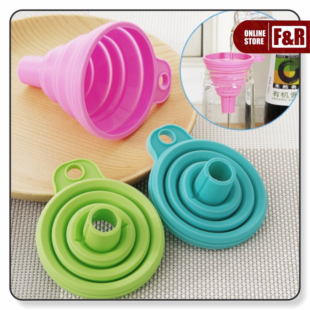 Corong Air Corong Minyak Corong Lipat Bulat Karet Silikon Flexsible Portable Foldable Silicone