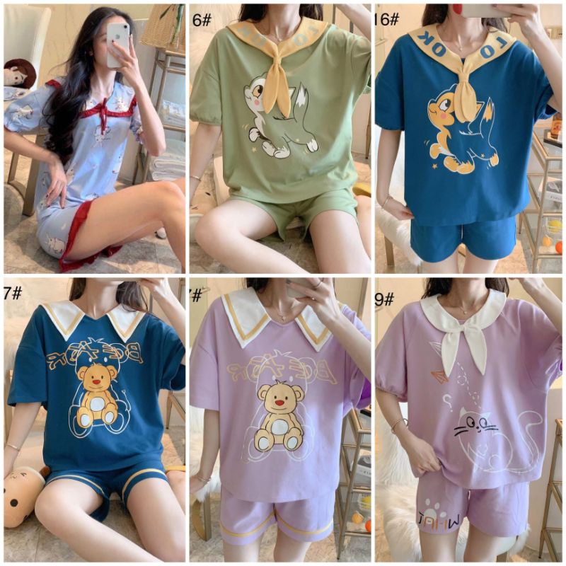 Setelan Celana Pendek Import Premium Piyama Wanita Import Premium Baju Tidur Wanita Dewasa