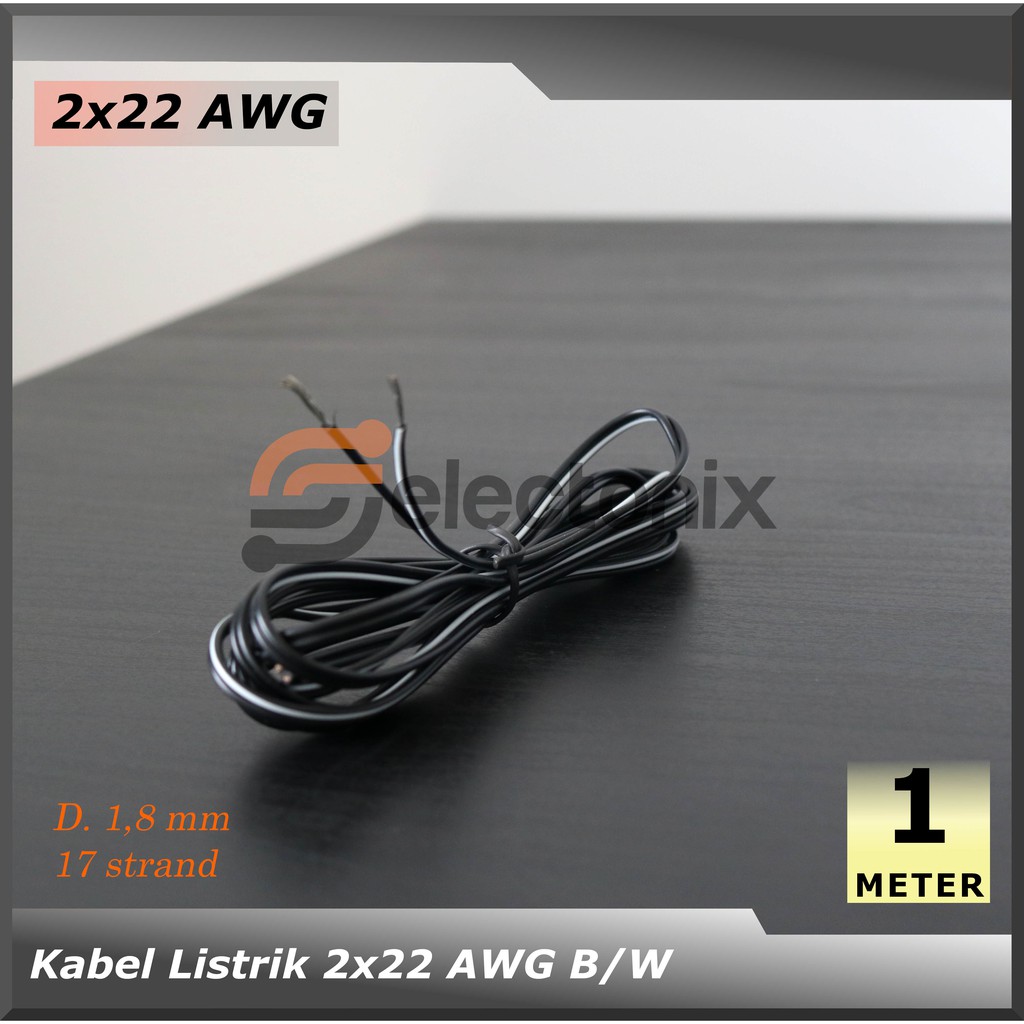 Kabel Listrik 2 x 22 AWG | Merah/Hitam [1m]