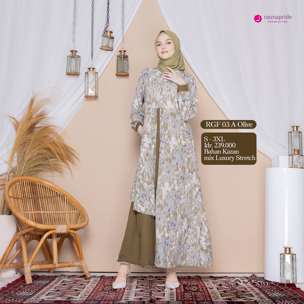 Sarimbit Rauna Couple Keluarga SR 03 Olive / Sarimbit Rauna Terbaru 2022 / RGF 03A -  RGF 03B - RRF 03 - RGAF 03 - RKF 03 - RKAF 03 / Fashion Muslim