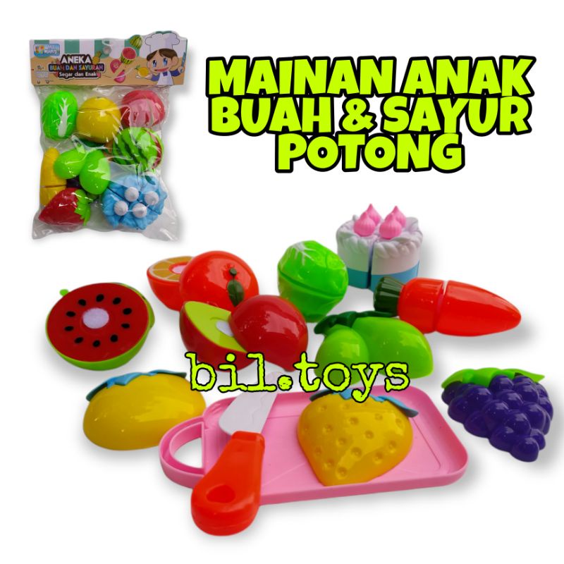 MAINAN EDUKASI BUAH DAN SAYUR POTONG DAN ROTI ULANG TAHUN MAINAN ANAK PEREMPUAN MF19 MF20 MAINAN MASAK MASAKAN BUAH