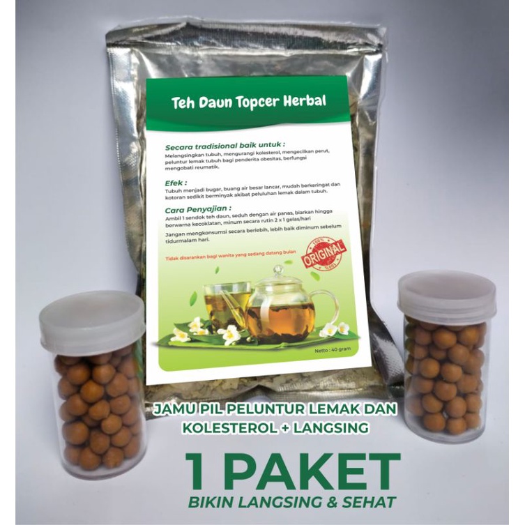 

Teh Daun Topcer + Pil Peluntur Lemak Kolesterol Slim