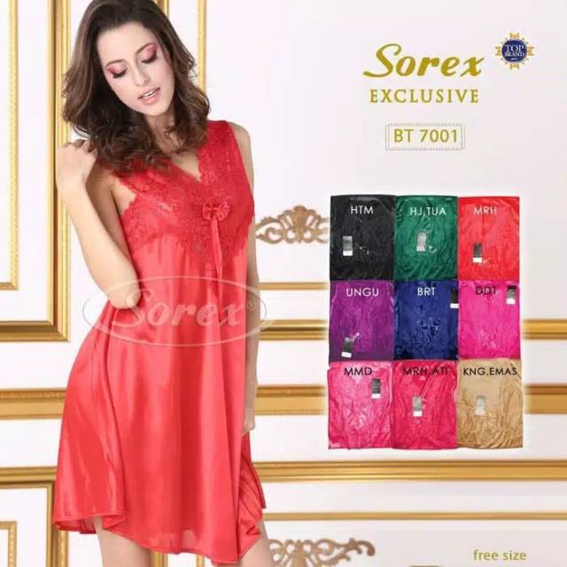 SOREX Baju Tidur  Lingerie Seksi BT 7001 baju Tidur Satin premium