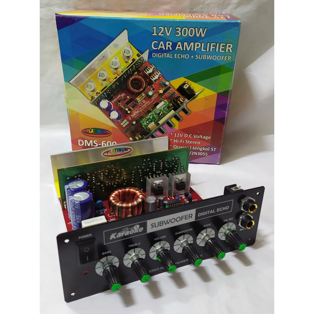 Kit Audio Mobil DMS-600 Car Amplifier Plus Echo-Subwoofer-DC 12v 300W Original Jengkolan