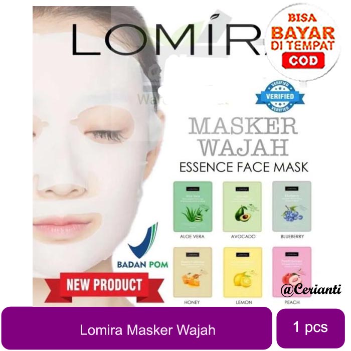 [ESSENCE SHEET MASK] [BPOM] LOMIRA ESSENCE FACE MASK | SHEET MASK | Masker Wajah | Aloe Vera | Avocado | Blueberry | Peach |