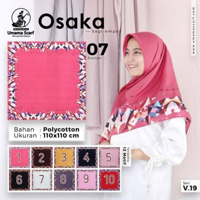 Jilbab Hijab Scarf segiempat motif Umama Osaka Voal Silk Velvet Bursa