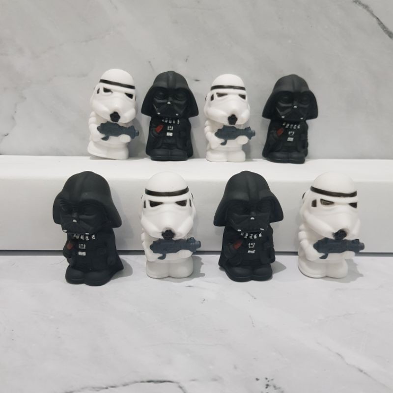 topper hiasan kue ulang tahun 4cm pajangan mobil darth vader isi 8 mainan karet