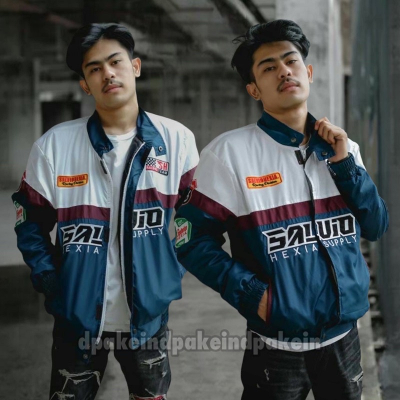 Jaket Nascar Slvhx Racing Team Jaket Salvio Hexia Jaket Parasut Salviohexia Jaket Pria White Petro