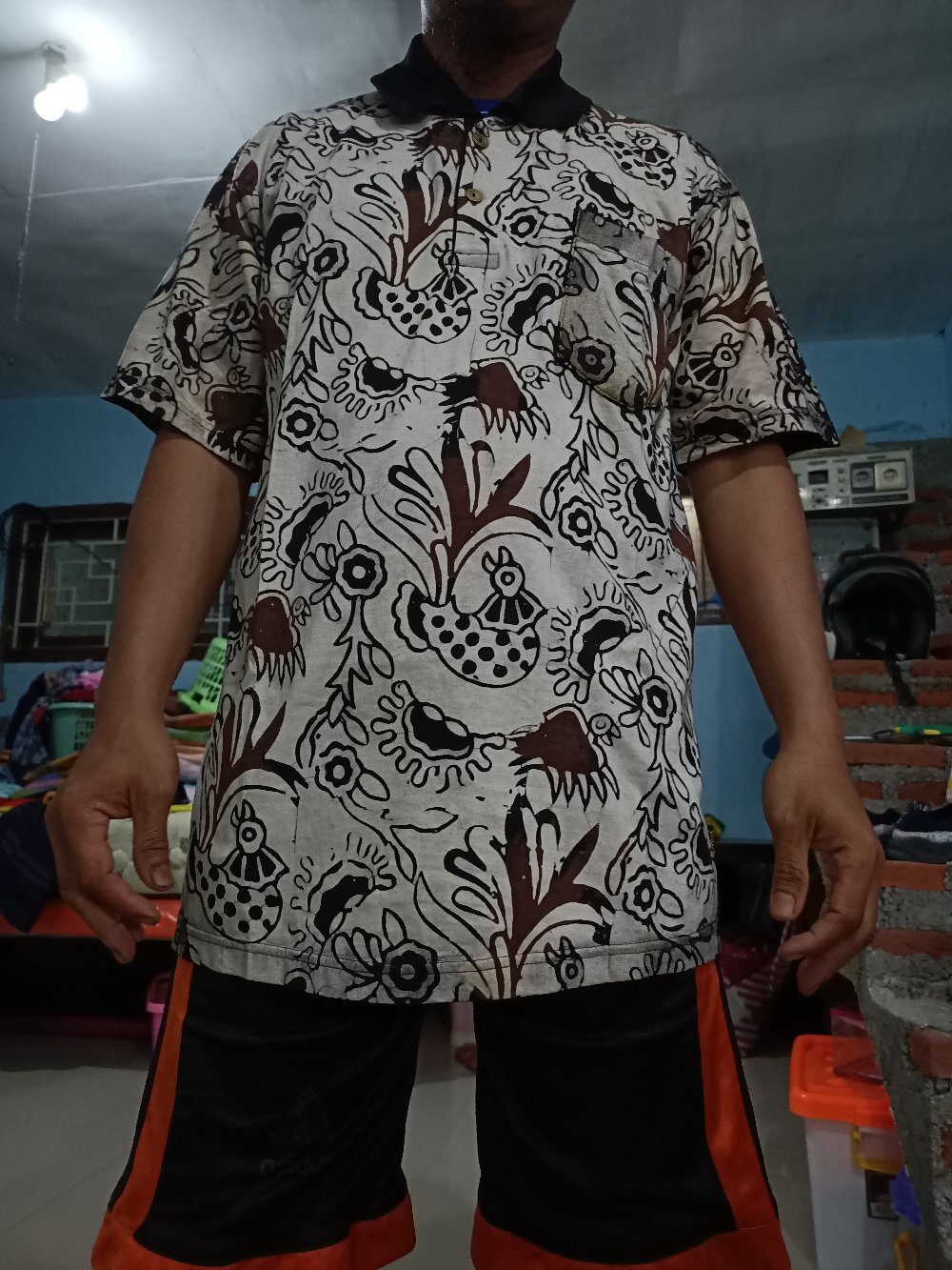Kaos Batik Pria Cap Batangan Catton Hd 30s - Kerah Dan Saku - Khas Canting - Premium