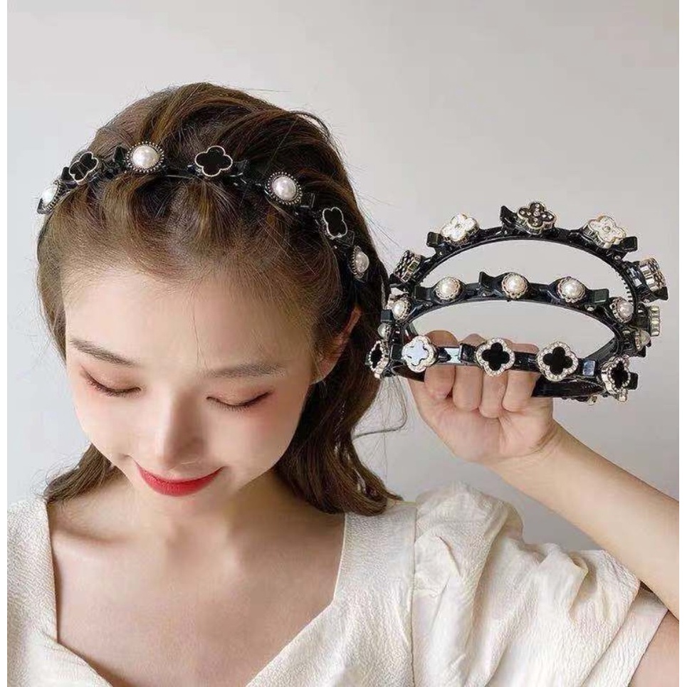 Bando Jepit Kepang Korea Fashion Bandana Rambut Wanita Headband Aksesoris Head Band HIGH QUALITY