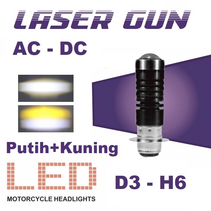 Lampu Utama LED Laser Gun Motor Lasergun H6 H4 AC DC VINYX CSP D2 D3 D2A Mobil Hi Lo 2 Warna Bebek Matik Matic