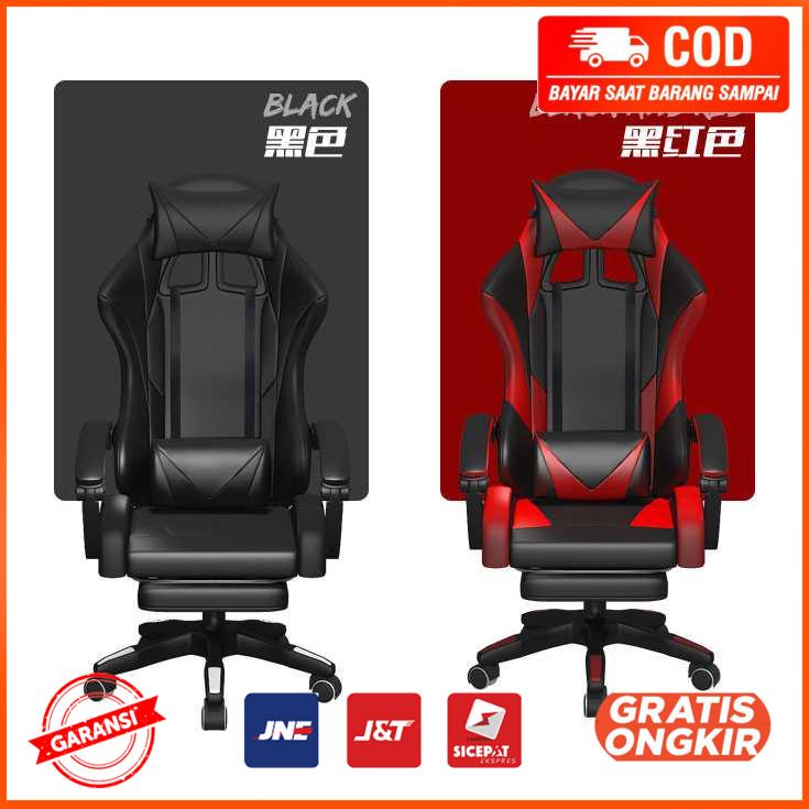 Kursi Gaming Ergonomic Chair Lumbar Support with Footrest CH808