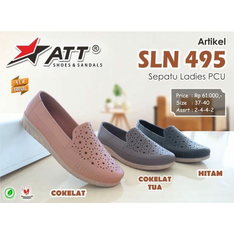 gof ATT SLN 495 SLP 04 SEPATU KARET SLIP ON WANITA Sepatu Cewek Anti Air Empuk Tidak Lecet Ringan