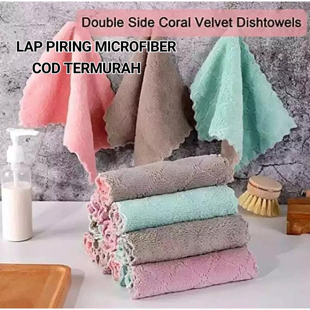 TERMURAH [COD] Kain Lap Microfiber Anti Minyak - Lap Dapur Piring Serbaguna Anti Air