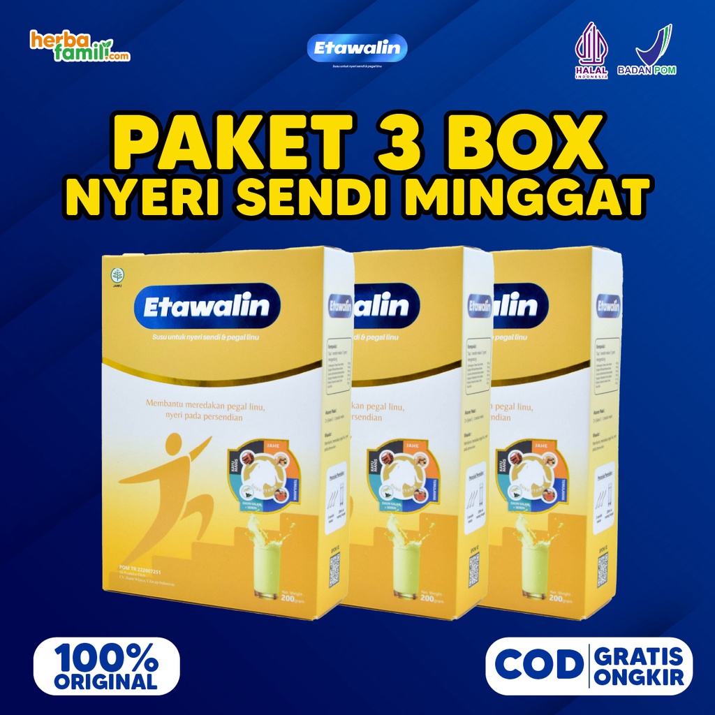 

Etawalin Original Paket 3 Box 100% Ori Asli - Susu Etawa Bubuk Atasi Nyeri Pinggang Sendi Lutut Rematik Asam Urat Aman Alami Isi 200 gram