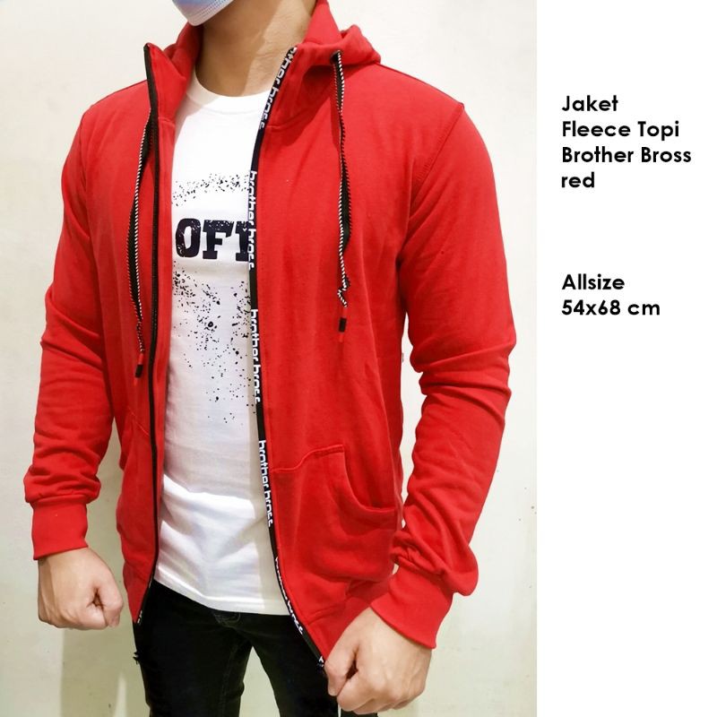 Jaket Cowok topi merah Brother bross red