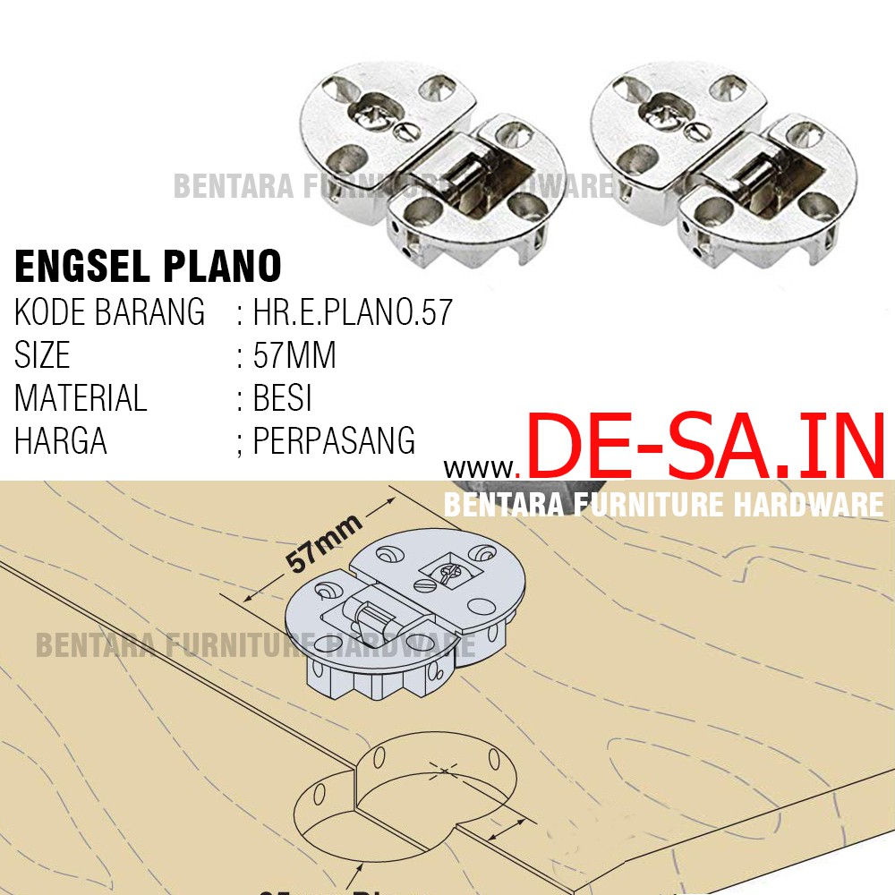 2 x Iron Flap Hinges - Engsel Plano Besi