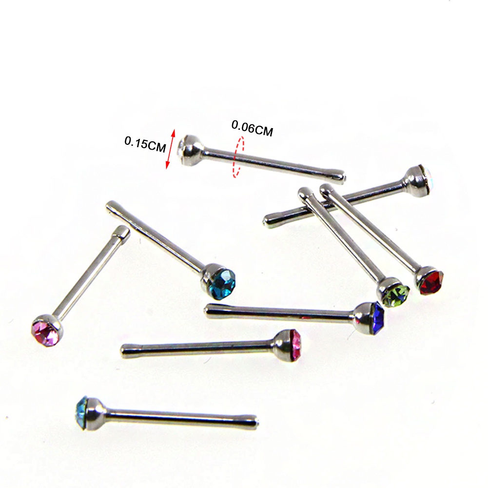 36pcs Cincin Tindik Hidung Bahan Stainless Steel Titanium Steel Ukuran 1.5mm