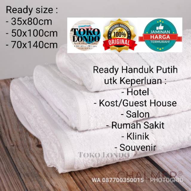 Handuk PUTIH Hotel Mandi CHALMER Jumbo Besar uk 70 70x135 cm Handuk Mandi Dewasa Bath Towel Handuk Hotel Premium Putih