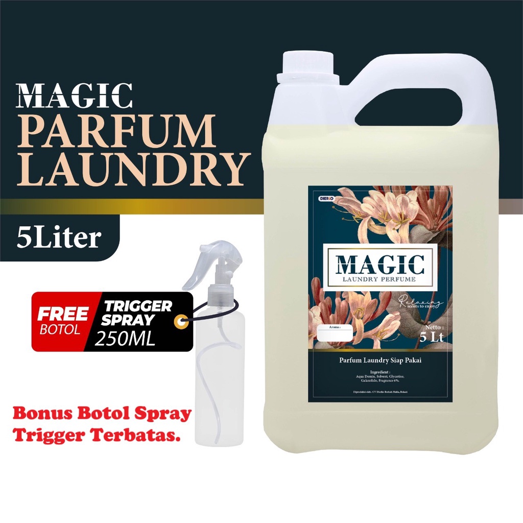 [Best Seller P4] Parfum Laundry Magic Grade A Super 5 Liter Bonus Botol 250ml Trigger Spray