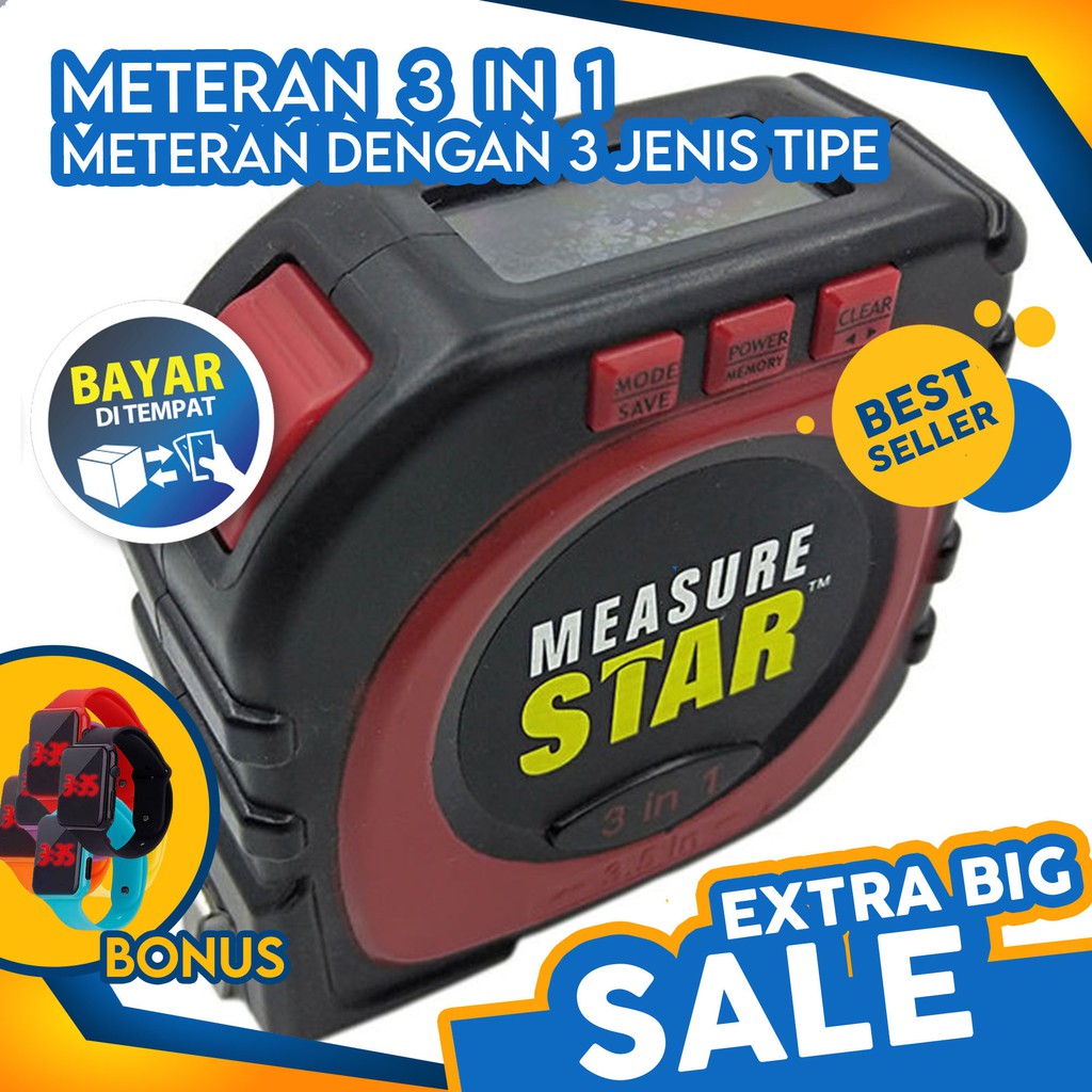 MULTIMETER DIGITAL METERAN GULUNG WATERPASS LASER DIGITAL TAJIMA MEASURE KING ALAT UKUR BONUS JAM