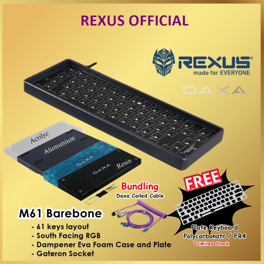 Jual Rexus Daxa M61 Barebone CNC Case Gaming Mechanical Keyboard ...