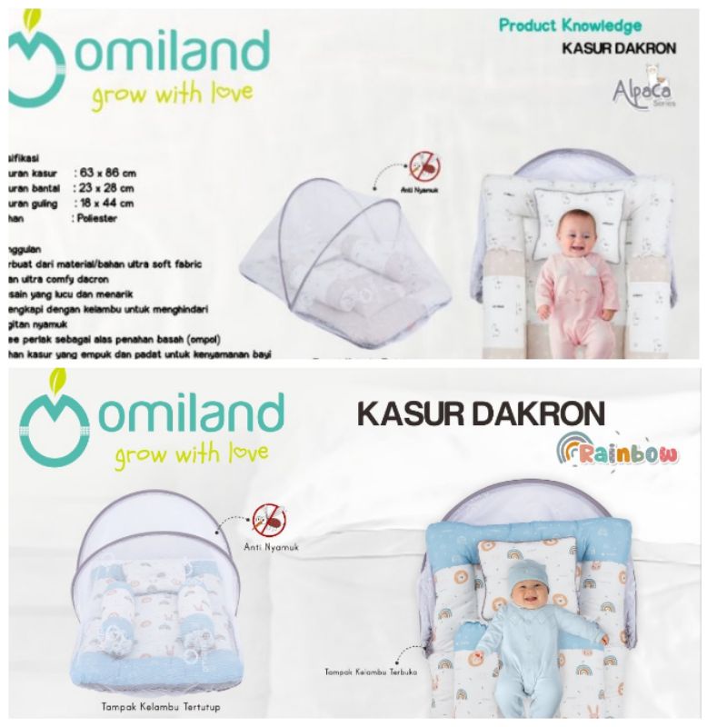 omiland kasur lipat dakron bayi +kelambu cube/alpaca/rainbow series