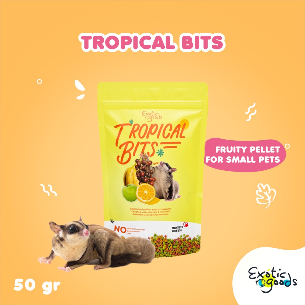 EXOTICGOODS TROPICAL BITS 50gr SNACK SUGAR GLIDER PELLET SUGAR GLIDER DRY FOOD SUGAR GLIDER PELET SUGAR GLIDER