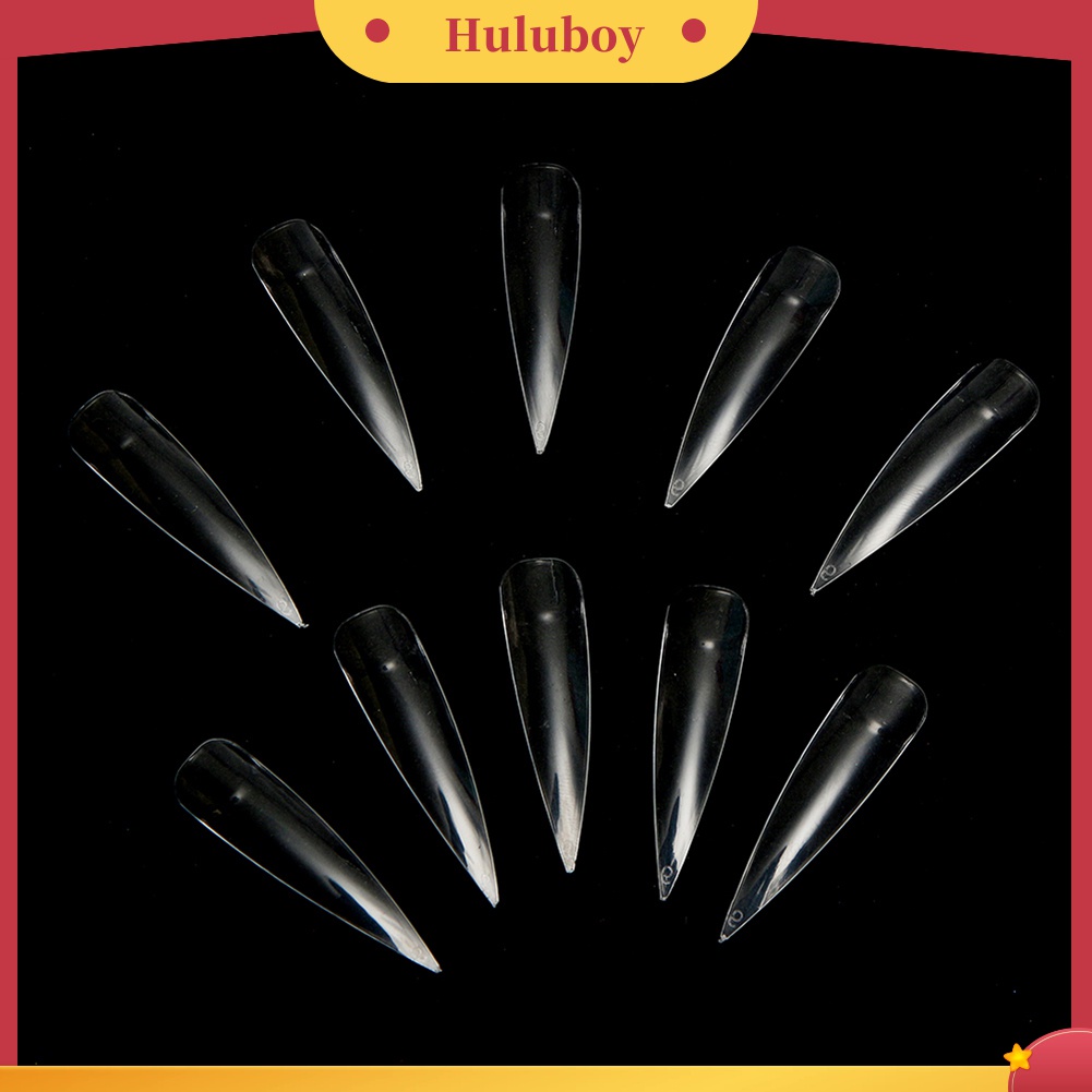 Huluboy Huluboy♡ 100pcs Kuku Palsu Full Cover Bentuk Oval Warna Putih / Transparan