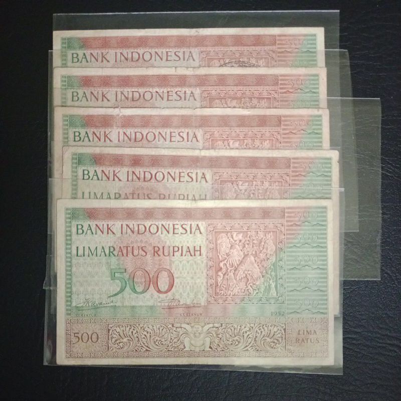 uang kuno 500 budaya tahun 1952 vf