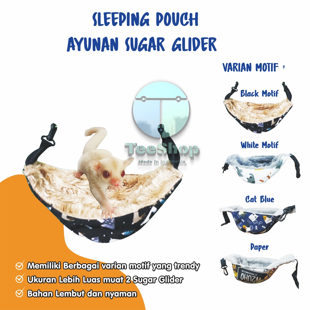 Sleeping Pouch Ayunan atau gendongan Sugar Glider Sg Nyaman Bahan Bagus  Dengan Bahan Bulu