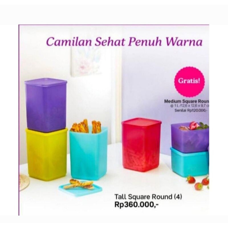 tall square round tupperware  medium square round