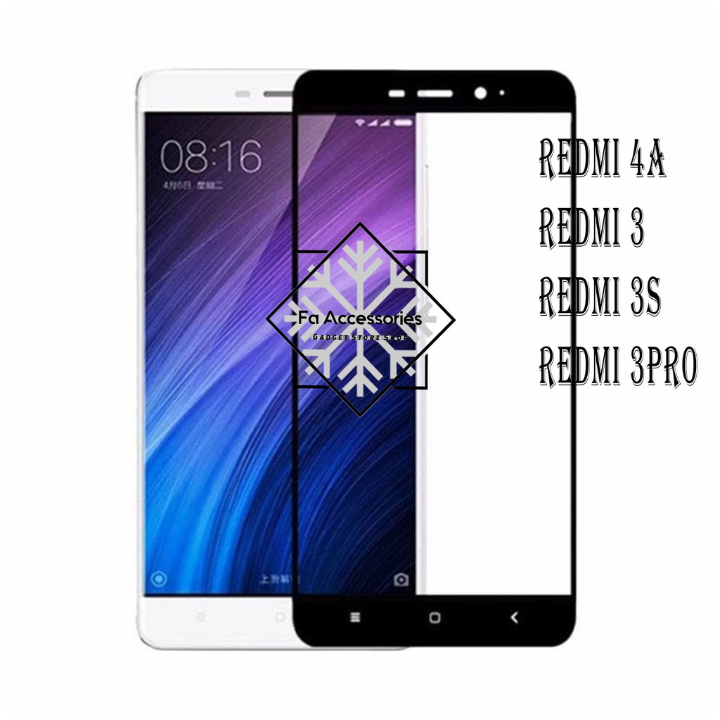 Tempered Glass 5D Full Lem Redmi 4a redmi 3 / 3s / redmi 3pro s pro HITAM SCREEN GUARD