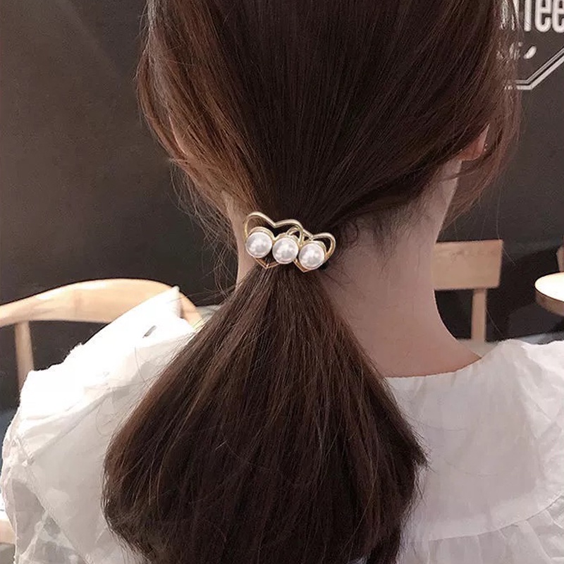 Ikat Rambut Wanita Mutiara Fashion Kristal Berlian Imitasi Sederhana Fashion Korean Import