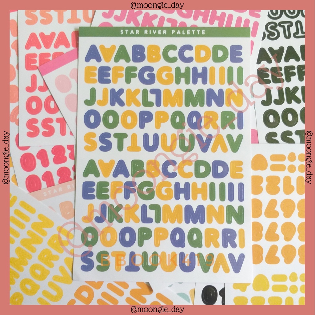 

2 LEMBAR STIKER TEMA ALFABET NUMBER HURUF NOMOR BULLET JURNAL DIY DIARY