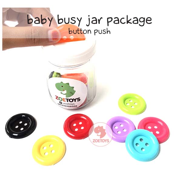 Montessori Baby Busy Jar Package | Pompom Button Push Ring Stick Stacking Sensory Ribbon Taggie Play Set Fine Motoric Play