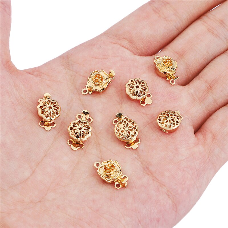 1Set 18K Gold Plated Fashion Jewelry Findings Alloy Flowers Clasps Hooks For Necklace&amp;Bracelet Chain DIY