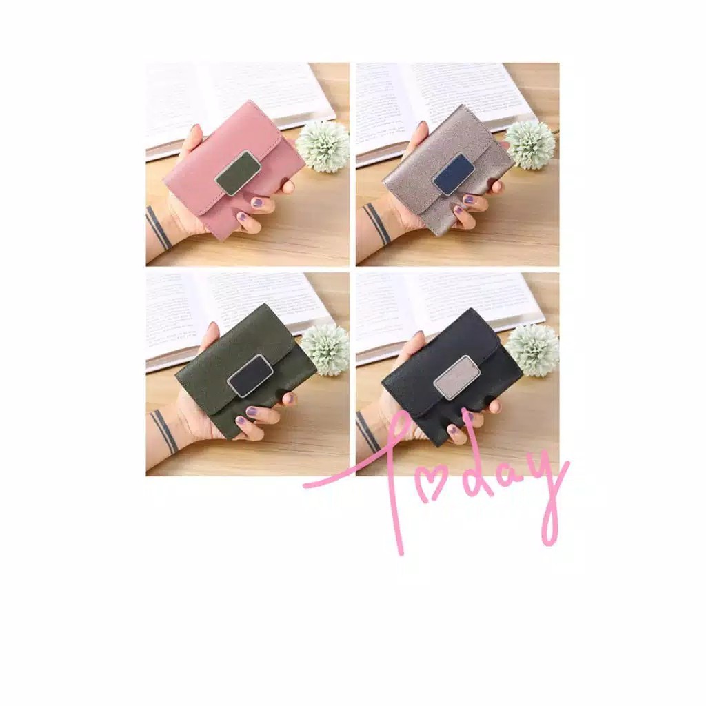 Retro Paragraf Pendek KC122 Forever young Polos Dompet Wanita Import Real Pic