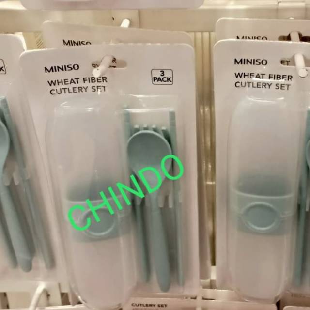 MINISO JEPAN STYLE WHEAT FIBER CUTLERY SET 3PACK SENDOK GARPU SUMPIT