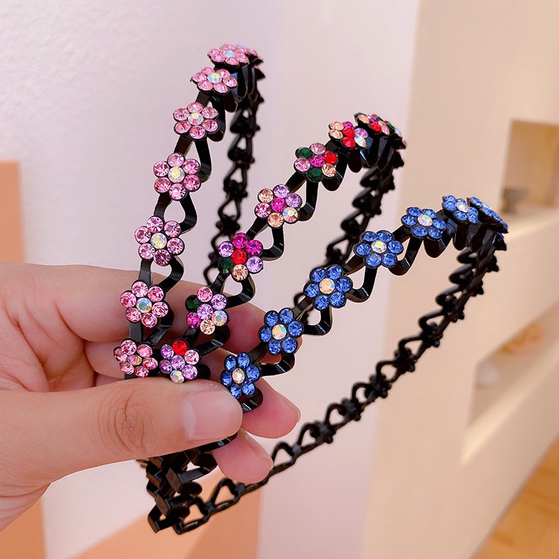 Bando Elastis Desain Bunga Hias Mutiara Berlian Imitasi Gaya Korea Untuk Wanita